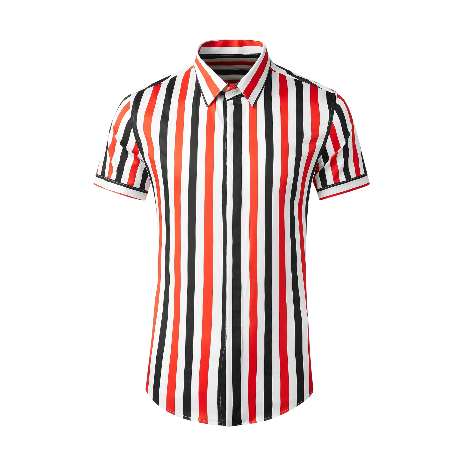

High Quality Luxury Jewelry New Summer Men'S Striped Printed Shirt Casual Fashion Cardigan Short Sleeve Shirt For Mengood