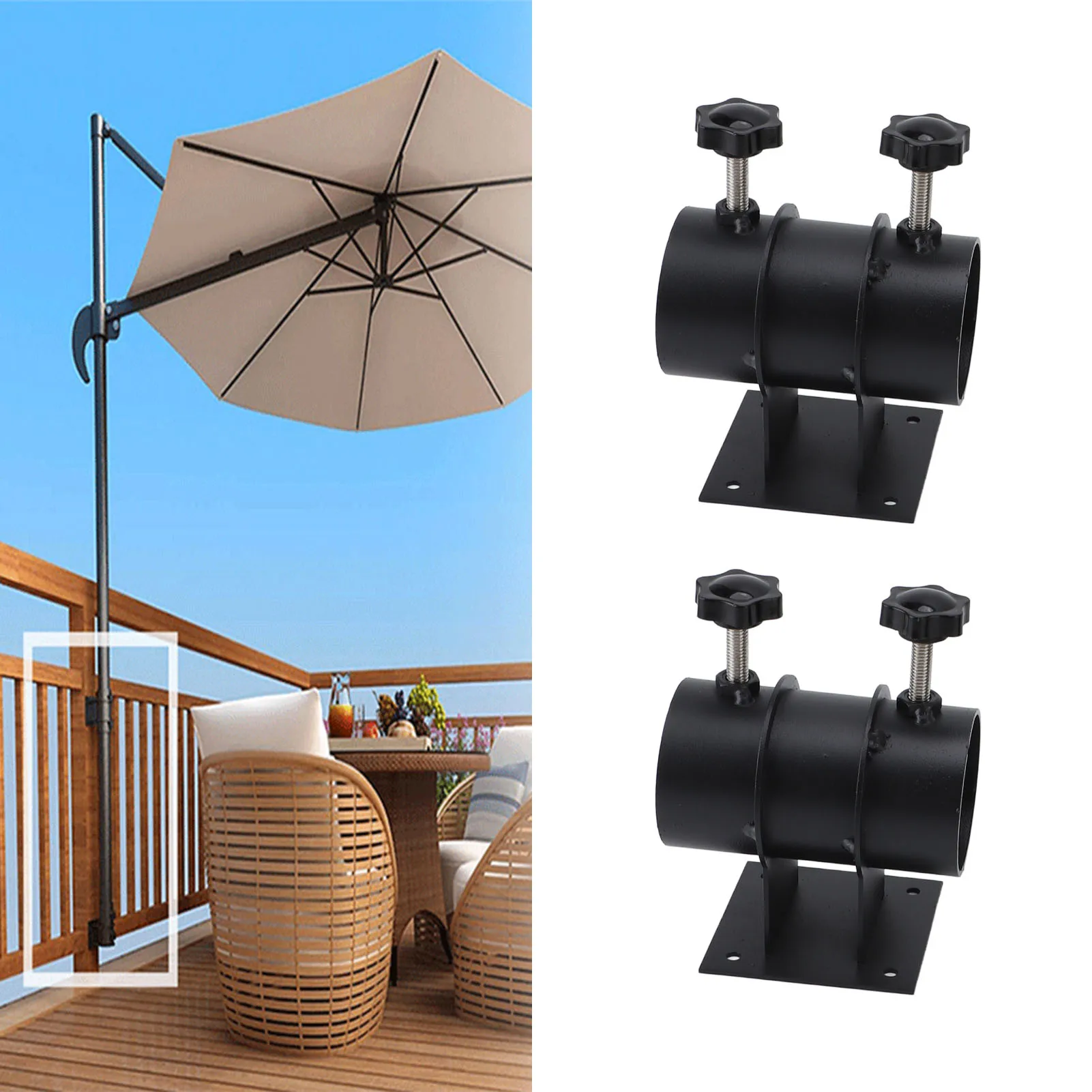 Heavy Duty Patio Umbrella Holder Metal Deck Mount Umbrella Stand Outdoor Mount Bracket For Deck Railings