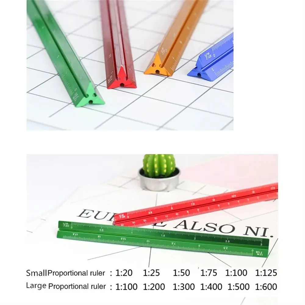 15cm 30cm Aluminum Triangular Scale Ruler 1:20-1:600 Alloy Metal Scale Regua Desenho H0003 triangle ruler drawing ruler straight ruler metal ruler