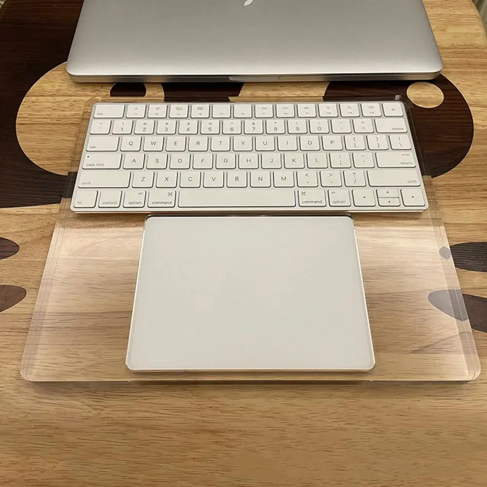 Resto de Pulso Bandeja Acrílica Transparente para Apple Magic Keyboard Trackpad Stand id Support Pad em 1