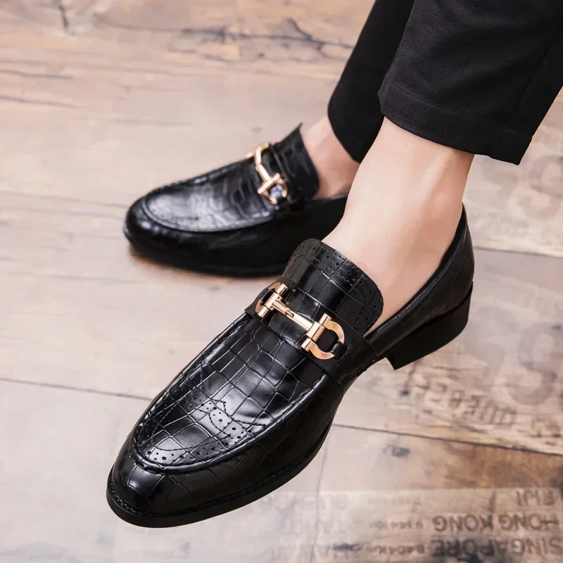 Formal Business Shoes Men's Dress Shoes Casual Leather PU Wedding Party Loafers Breathable Plus Size 38-47