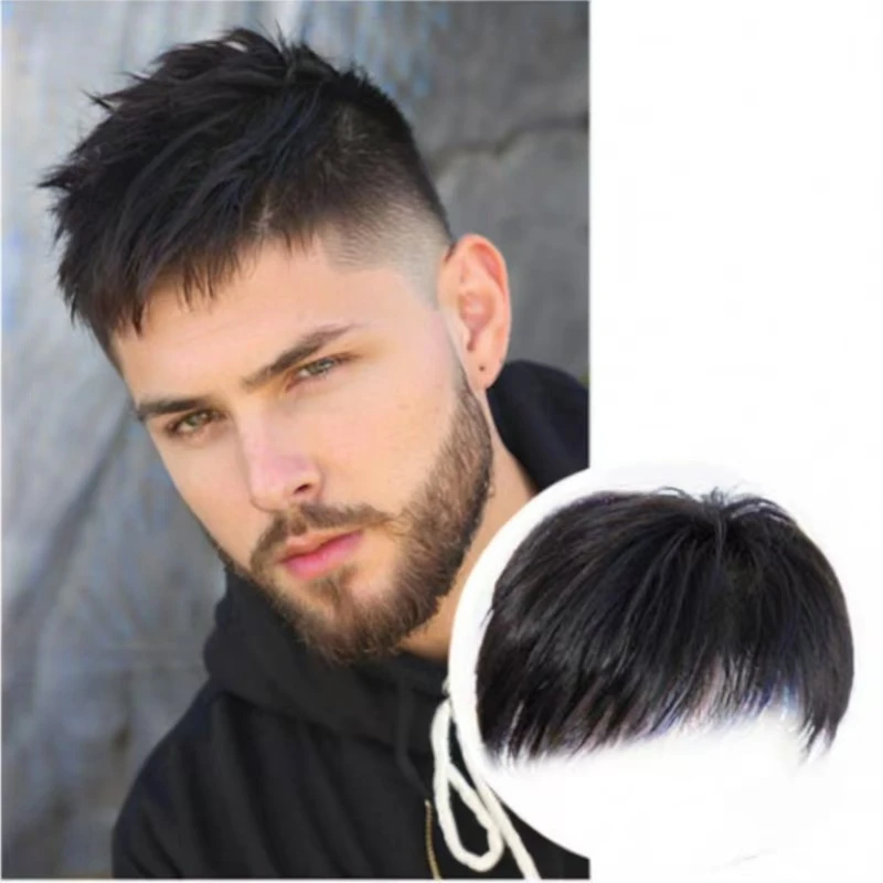 Protesi Capillare Maschile 100% Capelli Umani, Parrucche Toupee per Uomo, Sistema di Sostituzione Capelli, Parrucca da Uomo con Capelli Veri per Copertura Calvizie e Capelli Bianchi - immagine 5