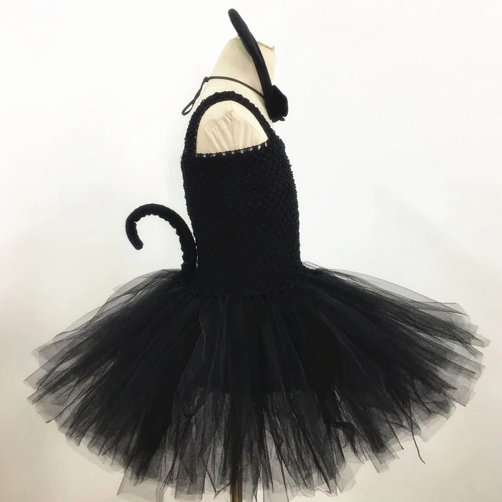 Cat Skirt Suit Halloween Tutu Kids Cosplay Dress Festival Costumes Performing Children's Kit Black Girl girls dress,princess costume