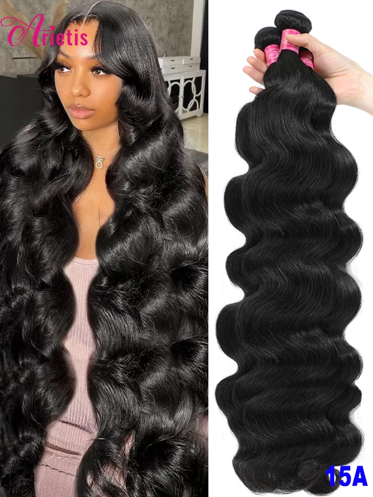 Human Hair Bundles 30 40 Inch Body Wave Bundles Human Hair Brazilian Hair Water Wavy Weave 1 3 4 Bundles Women Deal