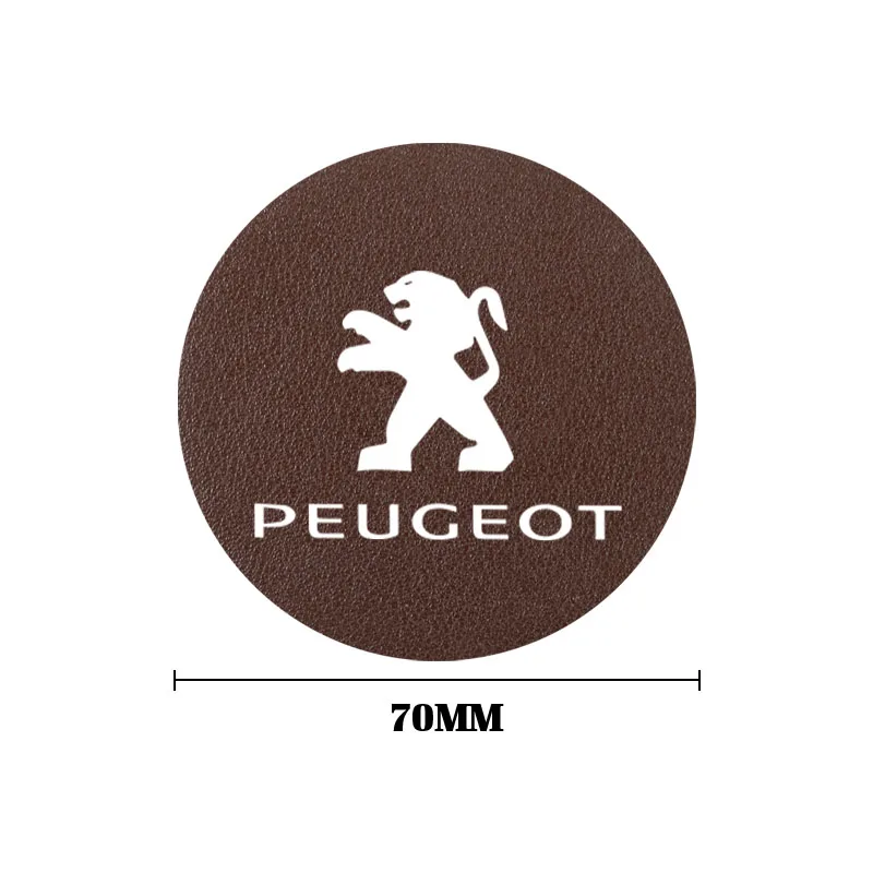 2Pcs PU Leather Car Cup Mat Auto Emblem Coaster Accessories For Peugeot 307 206 106 508 208 407 301 207 107 406 308 607 205 408