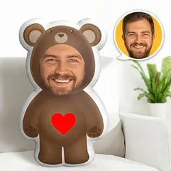 Customizable Bear - Shaped Plush Pillow with Your Photo - Personalized Gift Idea - 50cm (Customised pillow)