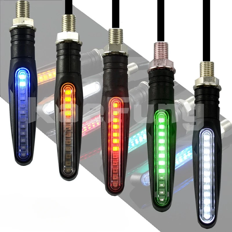 

1pcs Retro Motorcycle LED Turn Signal Straight Line Running Water Steering 12V Indicator Direction Lamp Motorbike Brake Lights