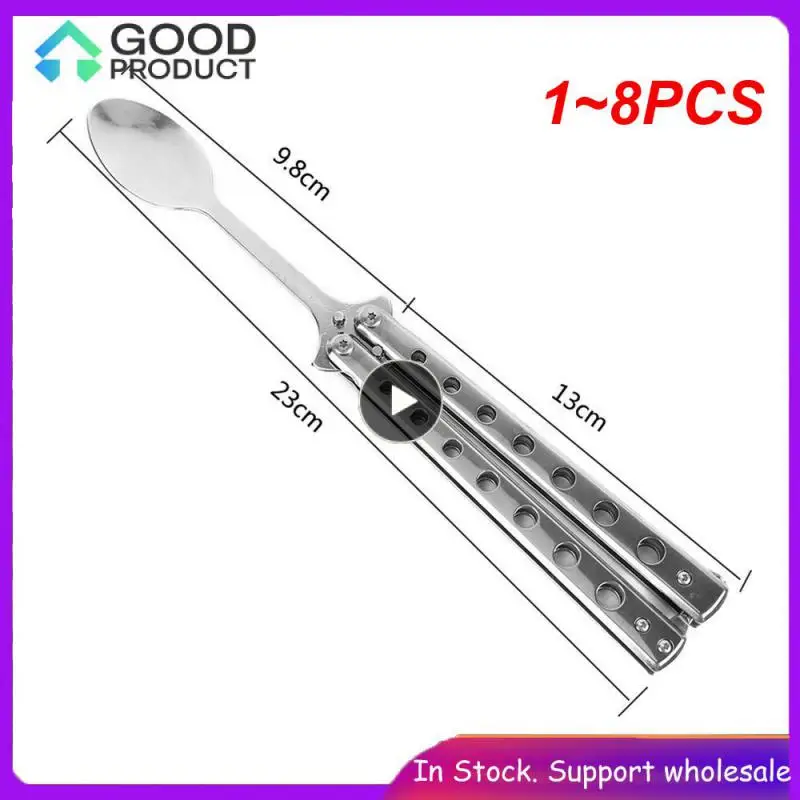 

1 ~ 8 шт. Складная ложка-бабочка, вилка Balisong, тренировочная ложка, вилка, нож-бабочка, тренировочная посуда для кемпинга на открытом воздухе