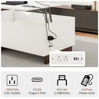 Coffee Table with Charging Station, 47.259 W Lift Coffee Table with Hidden Storage, Space Saving Center Table with Adjustable Sh 4
