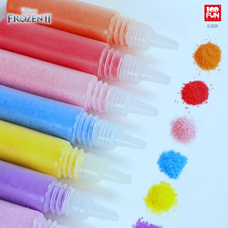 Disney frozen 2 princess girls sand painting Handmade Colorful sand painting 10 Color Painting + 8 Drawing picture Drawing toys