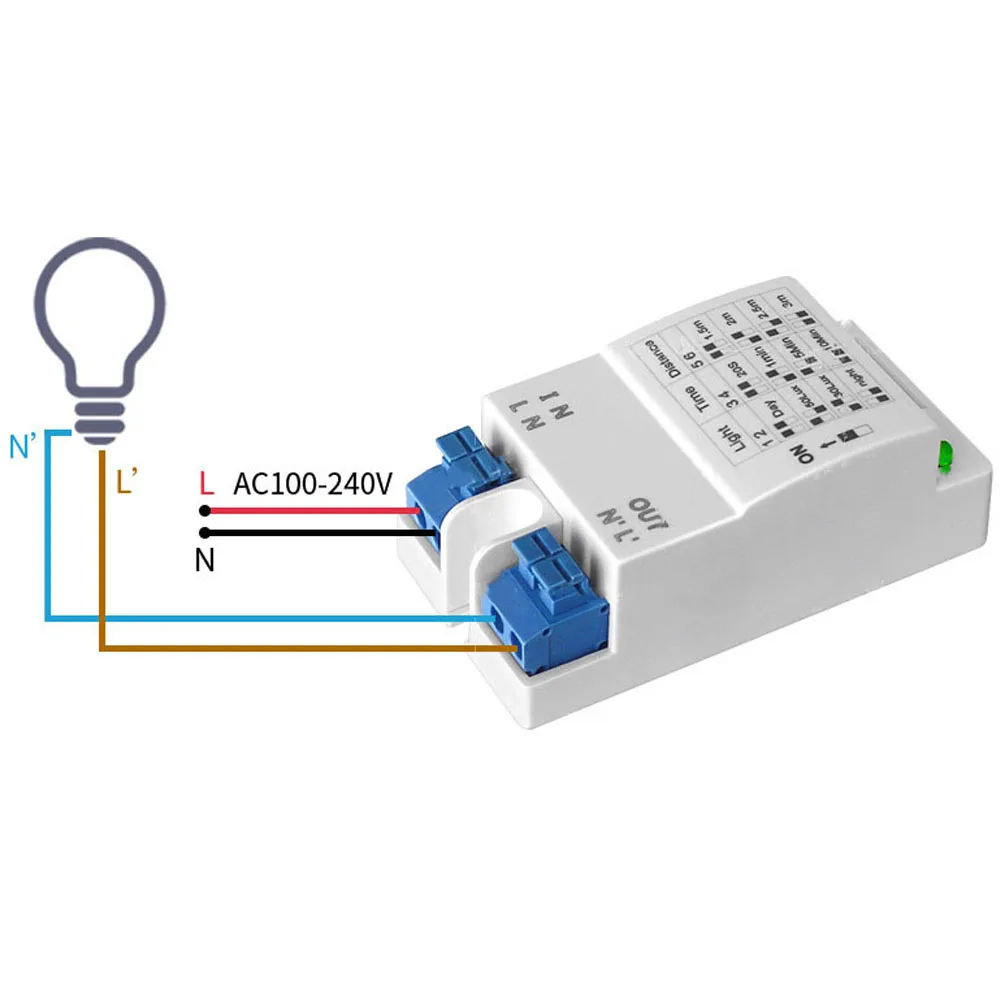 

AC 110-220V Time Adjustable 5.8GHz Microwave Radar Sensor Switch Body Motion Detector Delay Relay Switch LED Light Sensor