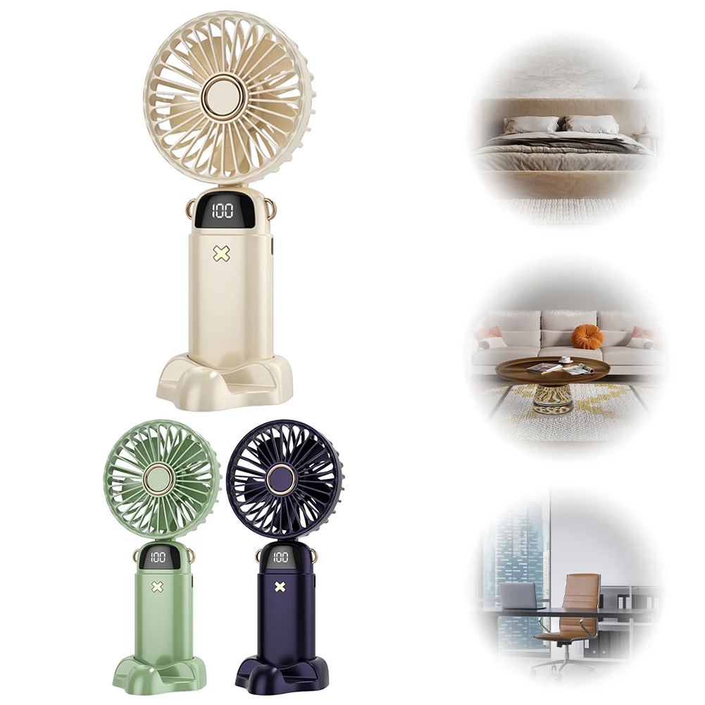 Description Picture 6 of itemNeck Hanging Fan Foldable USB Rechargeable Cooling Fan Aromatherapy Digital Display Phone Holder Fan for Outdoor Camping Office