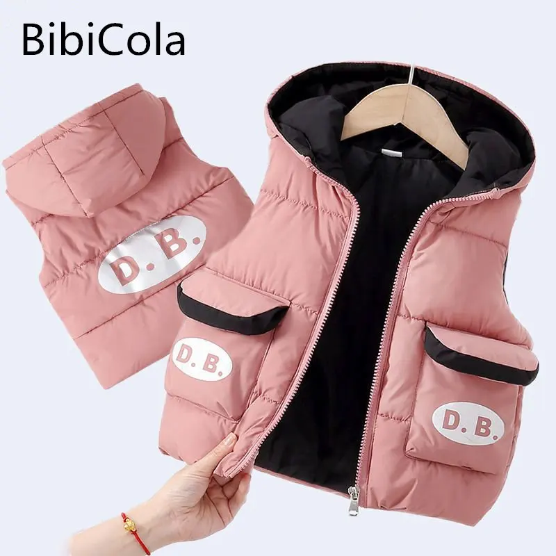 

Winter Infant Boys Girls Warm Vest Coat Fashion Cute Cartoon Kids Outwear Children Sleeveless Hooded Jacket Cotton Baby Clothes