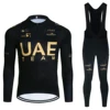 Winter 2024 Cycling  Jersey GOLDEN UAE Bike Jacket Maillot Pants Suit Ropa Ciclismo Team Pro Thermal Fleece BicycleClothing 2