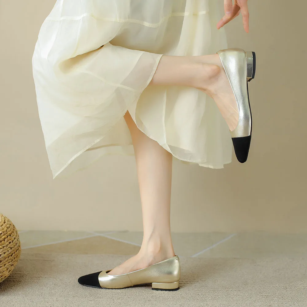 Genuine Leather Round Toe Ballet Flats Fashion Concise Women's Shoes Mixed Colors Casual Flats Luxury Brands Designer Soft Shoes 6