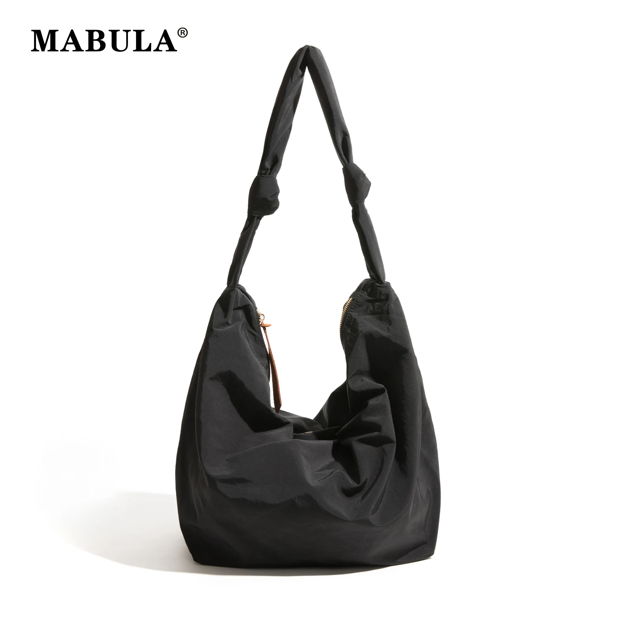 

MABULA нейлоновый мягкий женский кошелек на плечо, однотонная повседневная женская сумка-хобо, сумка-тоут, легкая кросс-боди сумка с широким ремешком и узлом