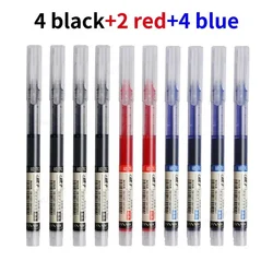 Set of 10 High-Quality Needle Tip Gel Pens - Kawaii Stationery for School and Office Writing (4black 4blue 2red)