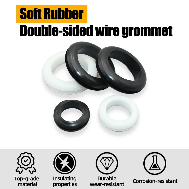 Description Picture 2 of item400/90pcs Rubber Seal Ring Double-sided Rubber Grommets Ring Non-toxic Odorless for Protect Wire Cable Hole Shim Sealing Washer