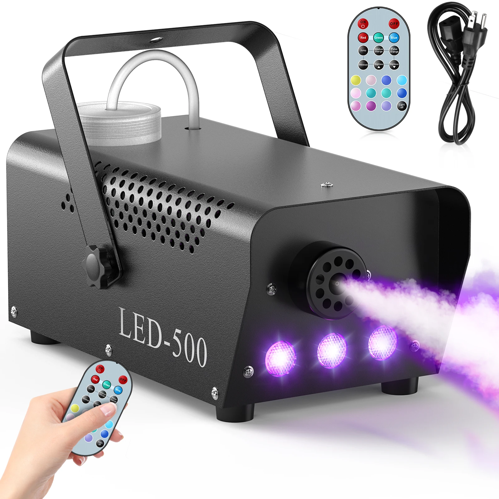 Nitehop 500W RGB 3LEDs Smoke Fog Machine Fogger Ejector Stage Lighting Effect Remote Control For DJ Disco Party Nightclub Bar