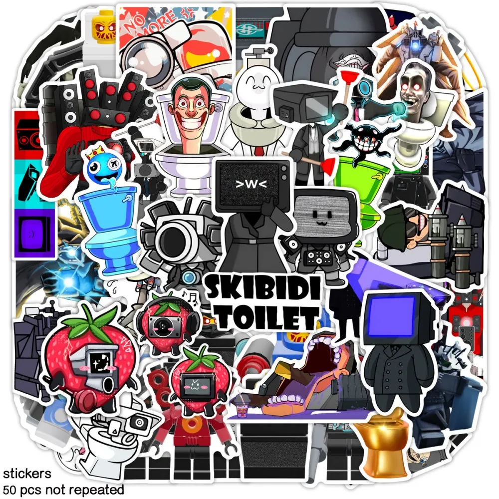 Toilet Man vs. Monitor Skibidi Toilet50pcs Sticker Sound Man Game Week Edge stickers