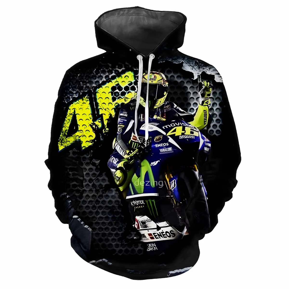 thumbnail image 1 of Sudadera con capucha para hombre con estampado 3D de patrón de motocicleta, moda de carreras callejeras, personalidad, tendencia, clásica, informal, holgada, cómoda, ropa superior, 1 of 5