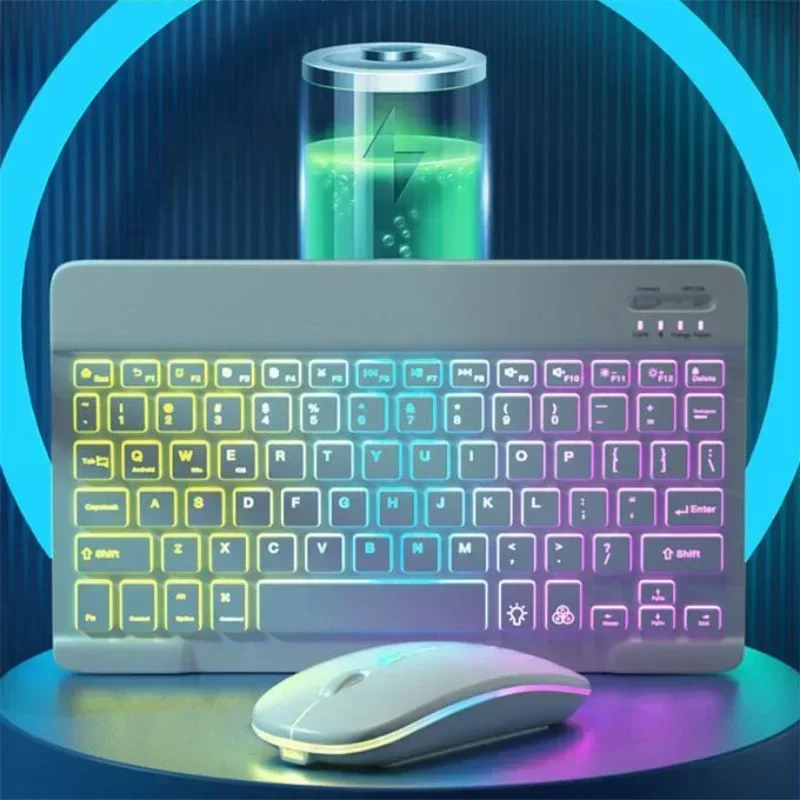 Keyboard For Tablet Android iOS Windows Wireless Mouse Keyboard Bluetooth-compatible Rainbow Backlit For iPad Phone