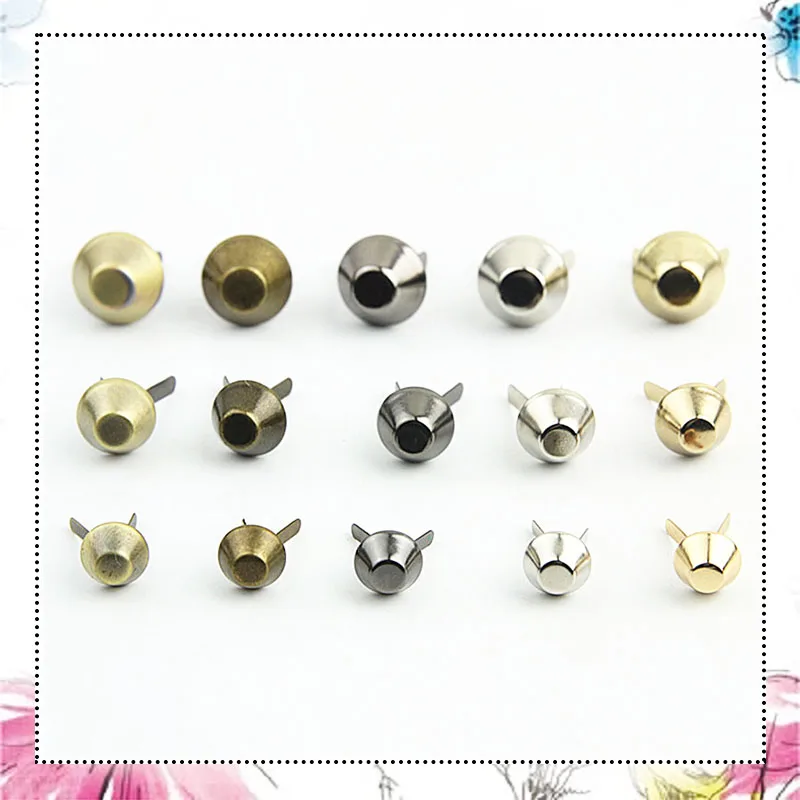 1000Pcs/Pack 10/12/15mm Metal Buckle Caps Studs Two-Legged Fasteners Colored Bottom Nail for Bags Shoes DIY Hardware Accessories