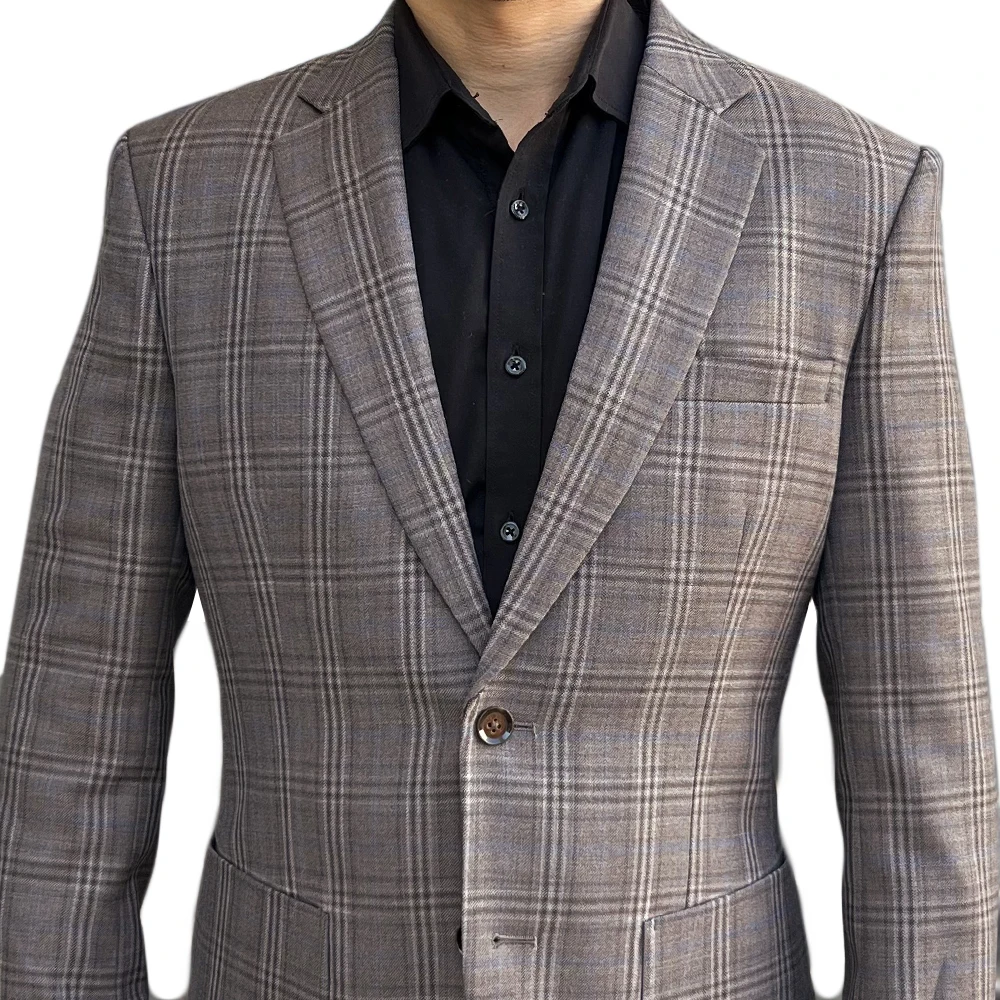 2026 Fashion Men Jacket Brown Grey Plaid Blazer Tailor Made Suit Jacket Custom Made Coat Men Blazers Trendy Designer Clothes Men