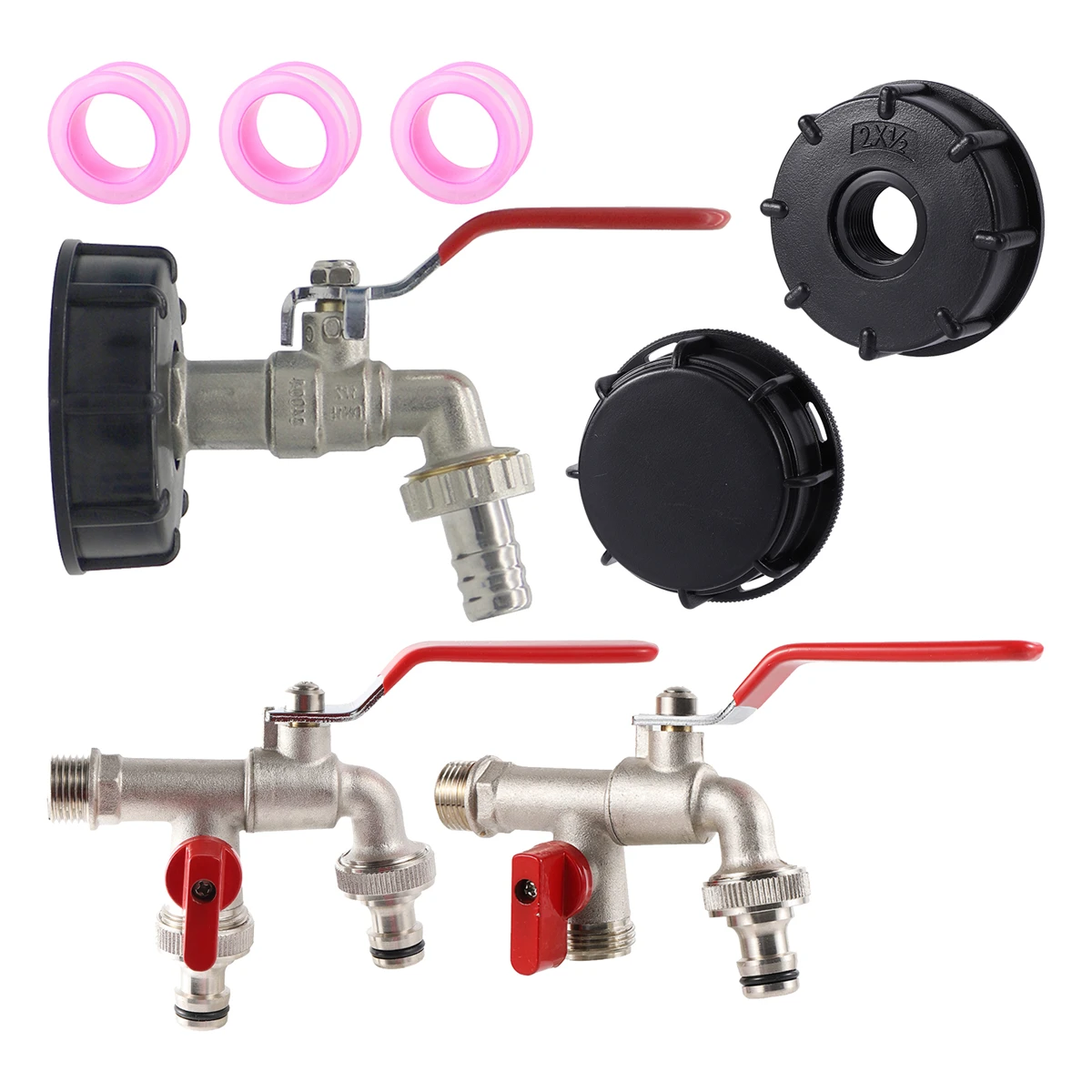 

IBC Ton Bucket Accessories 60mm Coarse Female Thread To 3/4" Male Thread 16mm Nipple Double Opening&Control Iron Faucet Adapter