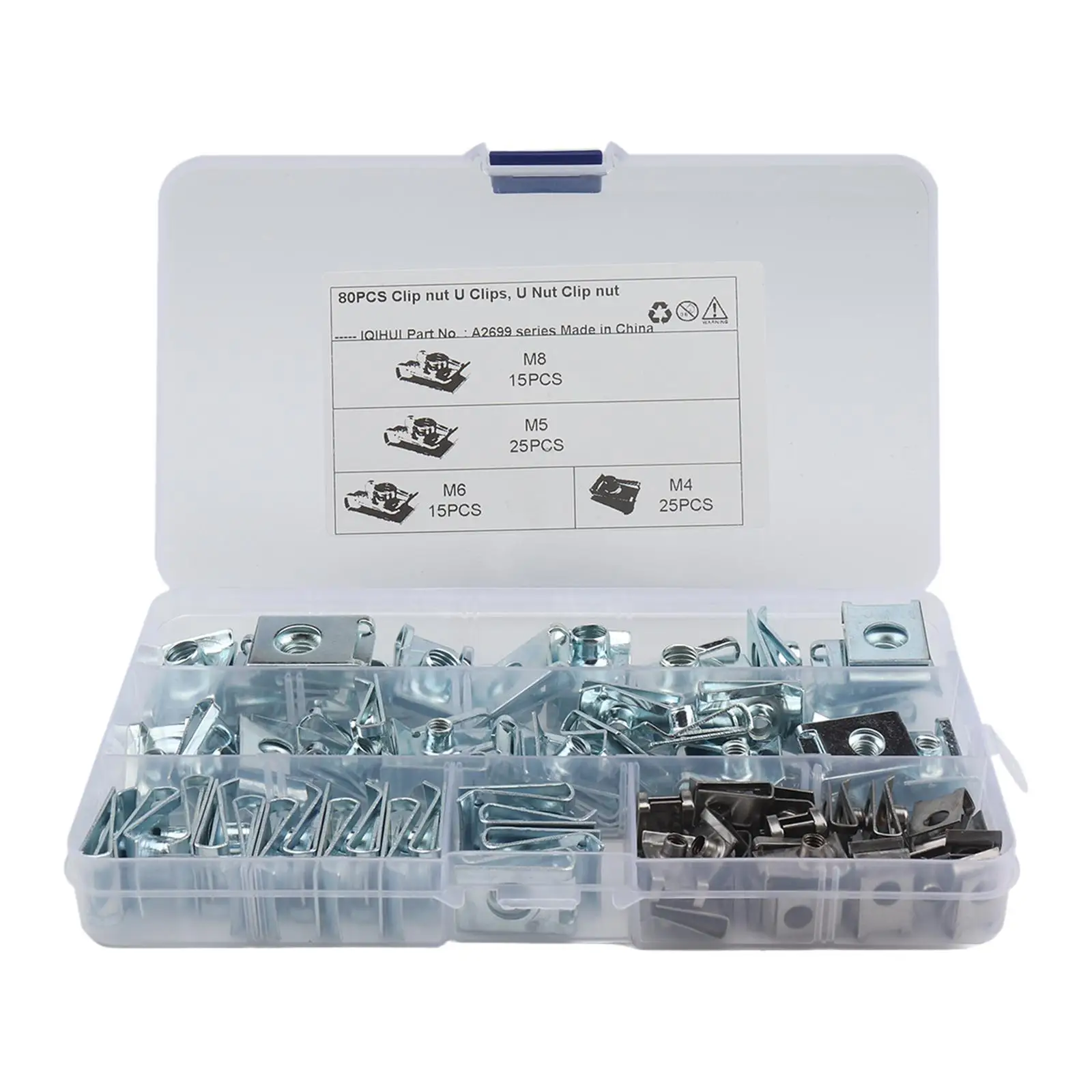 

80 Pieces Car clip nut, Speed Fastener with storage box 4 Size M4