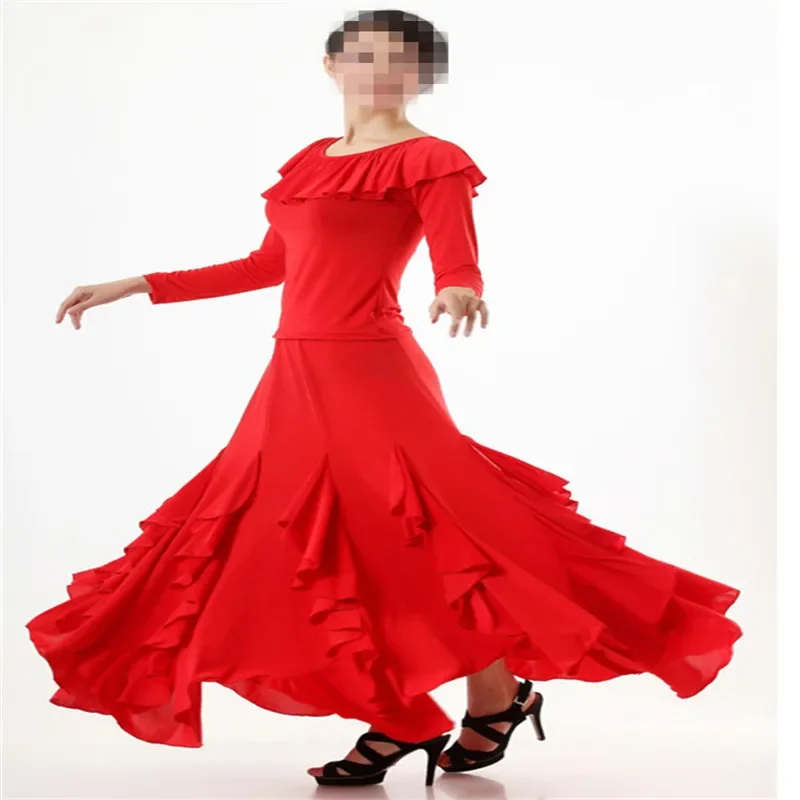 Flamenco Skirt Latin Salsa Ballroom Dance Dress For Women Spain Dancing Skirt