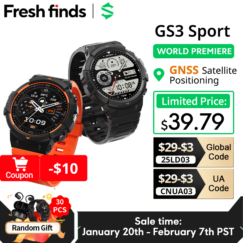 [World Premiere]Black Shark GS3 Sport Smart Watch Global Version 1.43'' AMOLED Display 18 Days Battery Life 5ATM GNSS