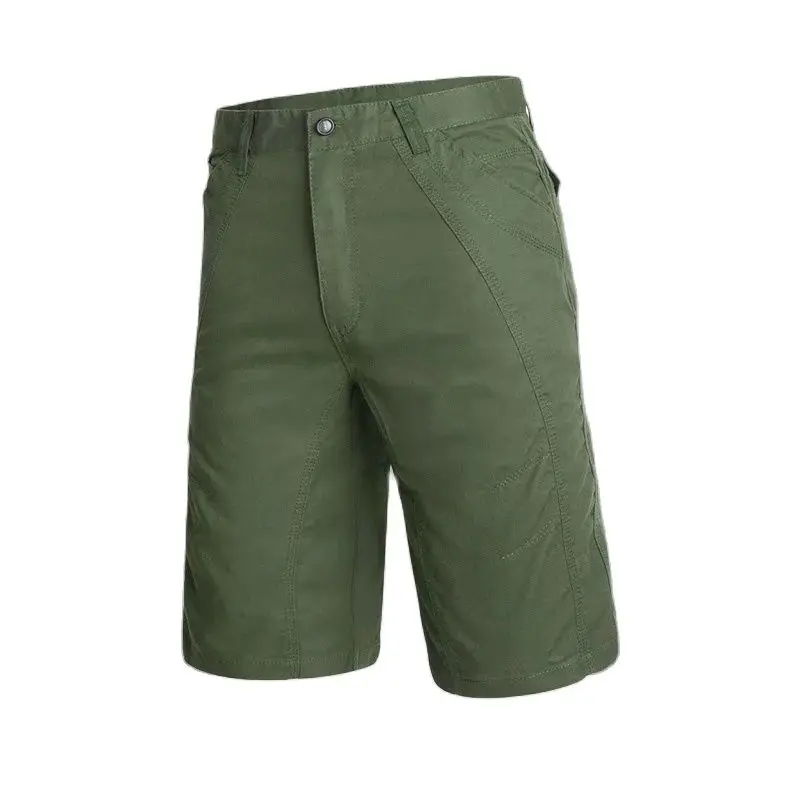 Summer Cotton Shorts Men's Cargo Shorts Durable Workwear Multi-pockets Casual Short Pants Breathable Hiking Bottoms