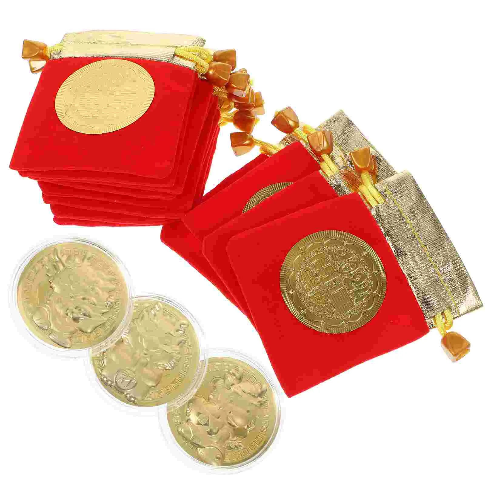 

Памятные монеты «Год Дракона» с небольшим шнурком в подарок, золотые монеты дракона