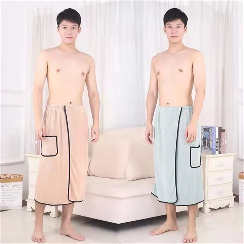 Wearable Men Bath Towel With Pocket Mircofiber Magic Swimming Beach Towel Home Shower Towels