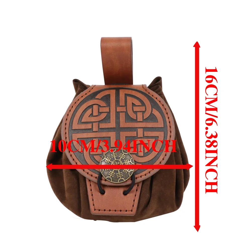 Mittelalterliche Gürteltasche im Wikinger-Stil für Münzen, bietet Platz für ein Telefon, Vintage-Hüfttasche für Cosplay-Zubehör, geprägte, gewebte Freizeittasche – Detail 5
