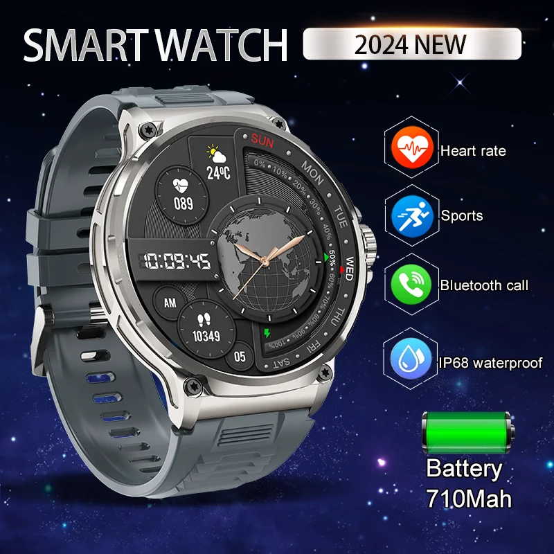 

Смарт-часы мужские водонепроницаемые с поддержкой Bluetooth, 1,85 дюйма, 710 мАч