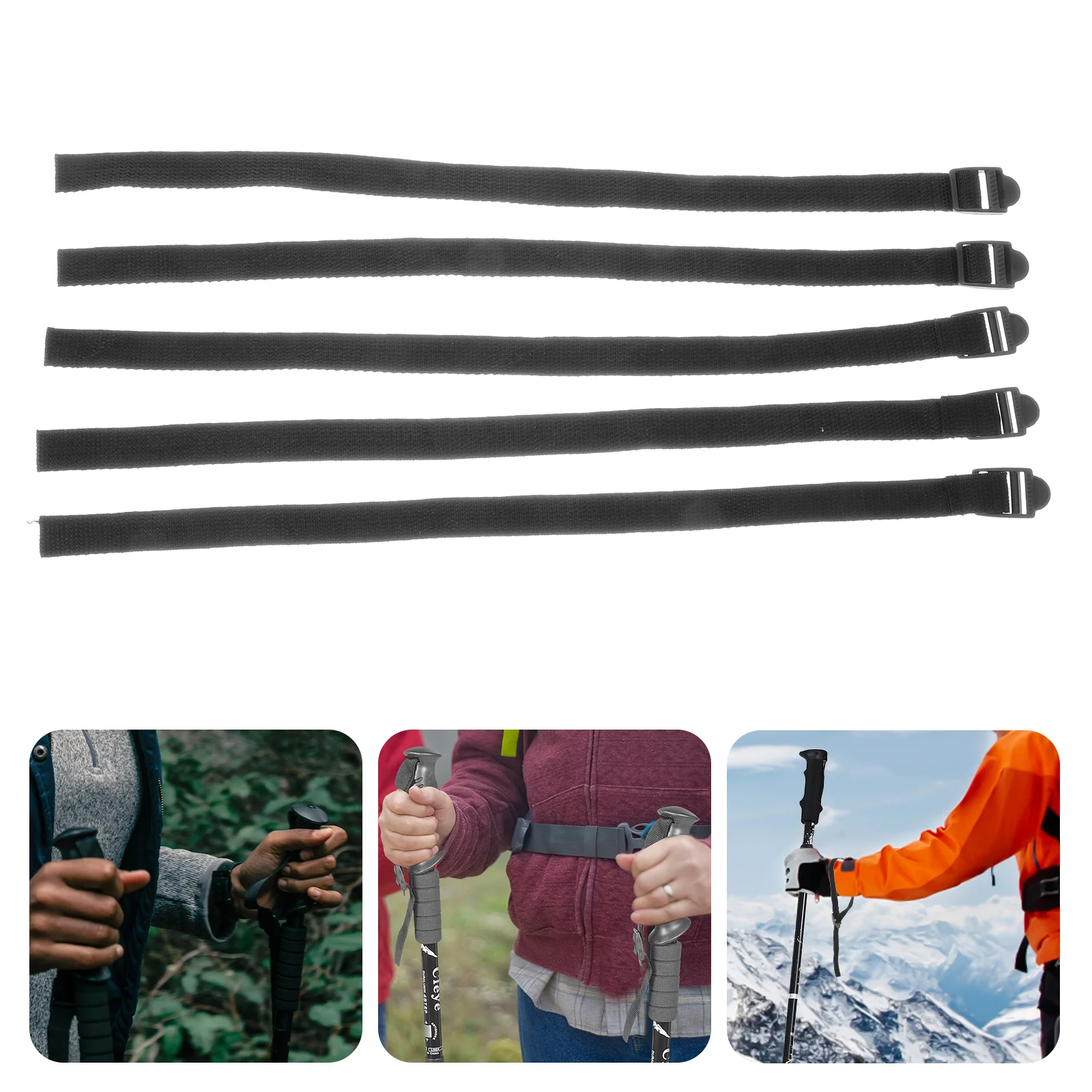 

5 Pcs Adjustable Non-slip Child Snowboard Ski Poles Straps Trekking Holder Rope Stick Carrier