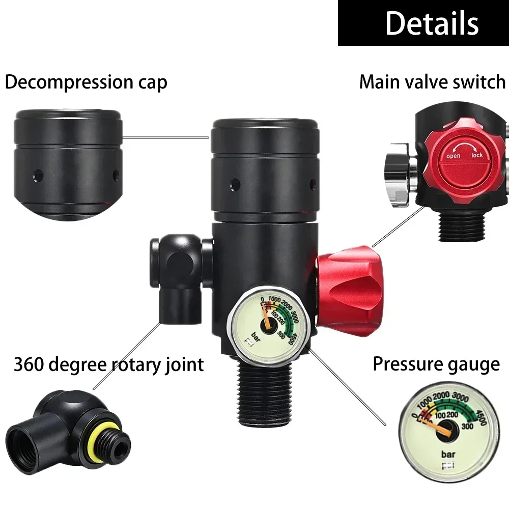 Lung Tank Diving mini underwater cylinder Scuba Oxygen 1L Cylinder Underwater Breather with Breathing Valve C Set scuba cylinder tank