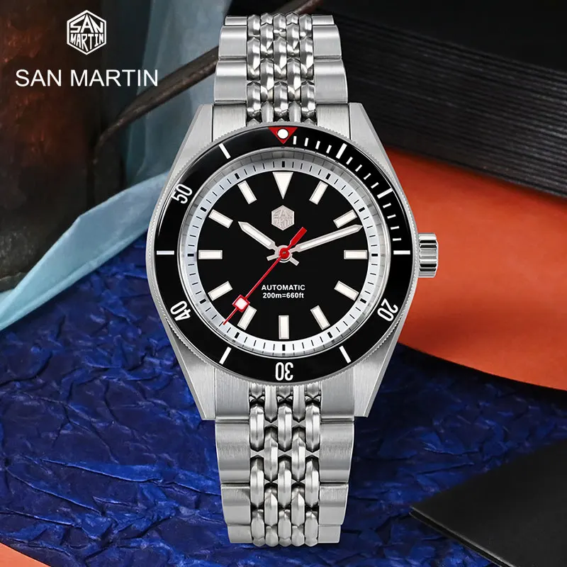 

San Martin Top Luxury Men Diver Wristwatch Sapphire Crystal Waterproof 200M Japan NH35 Automatic Mechanical Watch BGW-9 Luminous