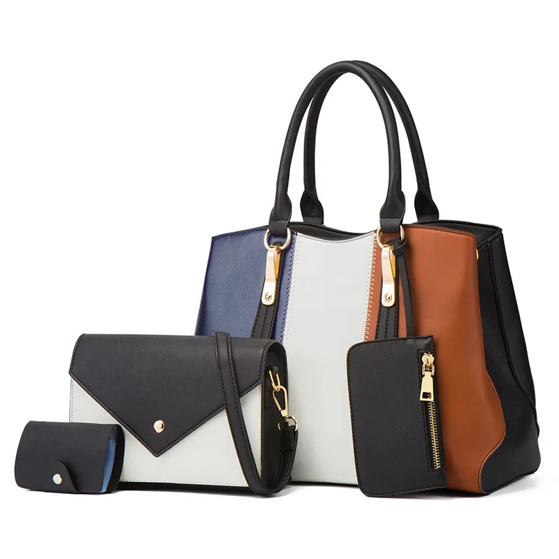 

2022 New Arrivals Fashion Designer Large Capacity 4 Piece Tote Bags Women Leather Shoulder Handbags Pu Handbag Set