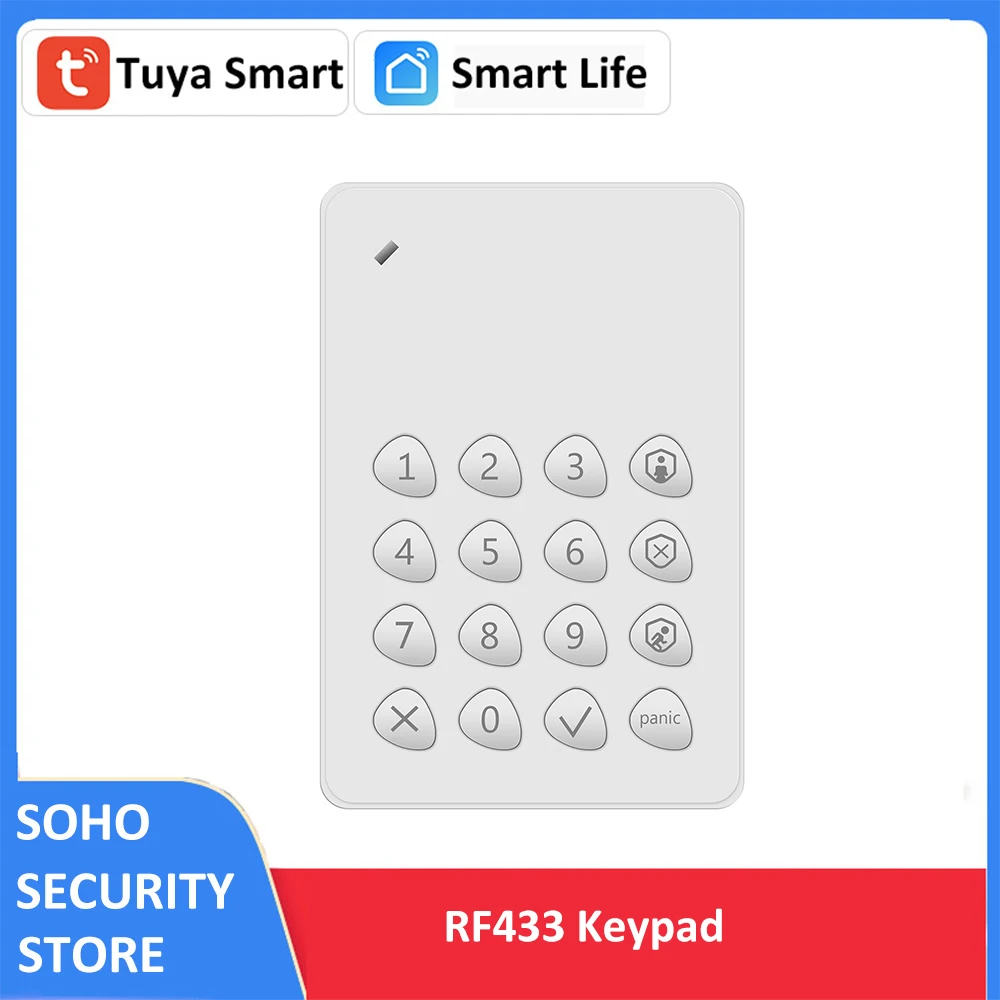 

Tuya Smart RF433 Клавиатура для снятия с охраны, совместимая с Wi-Fi, требуется концентратор домашней охранной сигнализации