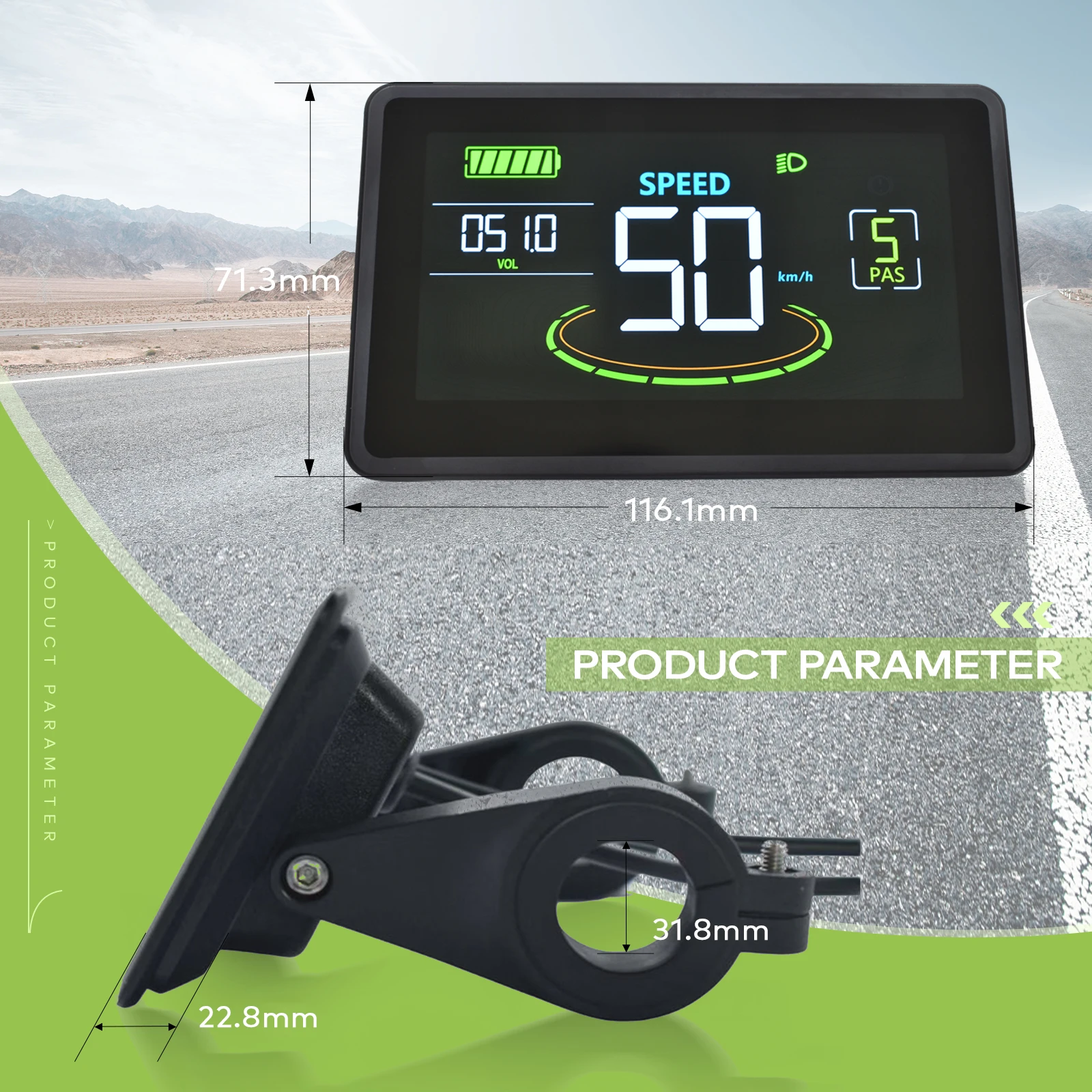 Close-up da interface do Computador de Bicicleta H6C