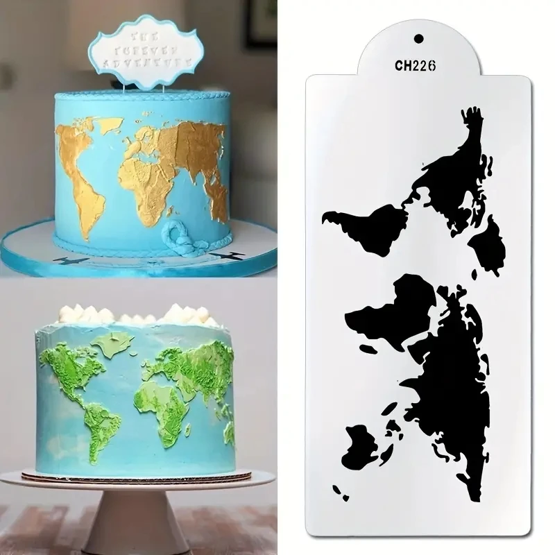 1pc Map Shape Cake Stencil Template Spray Mold - Easy Cake Decorating Tool for Stunning Designs