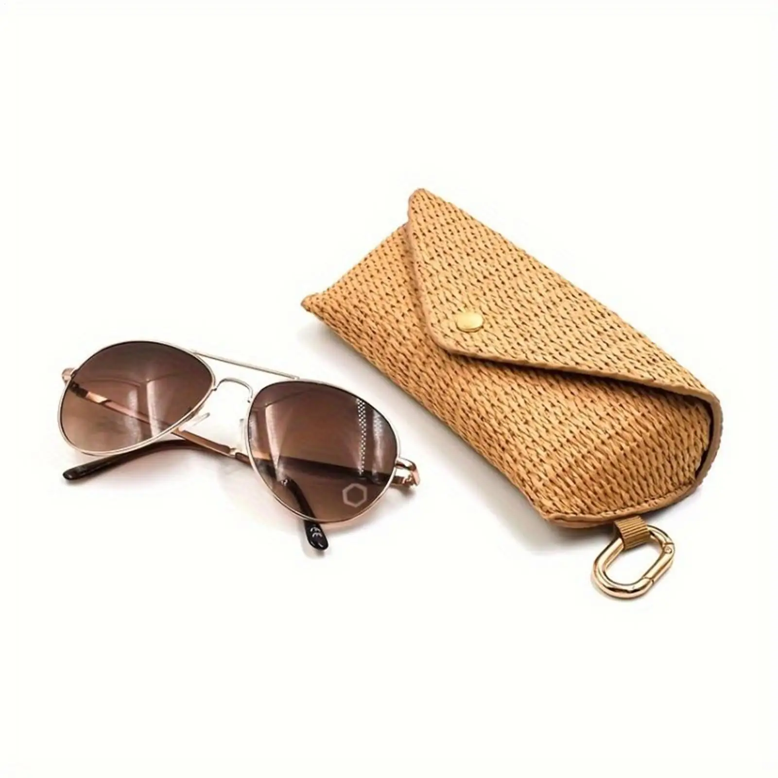 Glasses Case Holder Soft Box Woven Straw With Hook Glasses Pouch For Contact Lenses Purse Car Desk Nightstand Drawer Travel