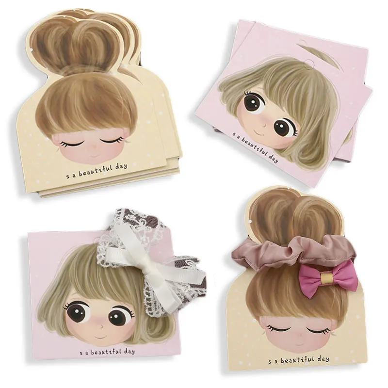 50pcs/lot Barrettes Packing Paper Card Cute Small Girs Display Cards for DIY Kid Hair Accessories Retail Price Tags Holder Label 50pcs 5x6 5cm cute rabbit bear cartoon hanging cards tag for diy jewelry retail hair accessory display tag handmade packing card