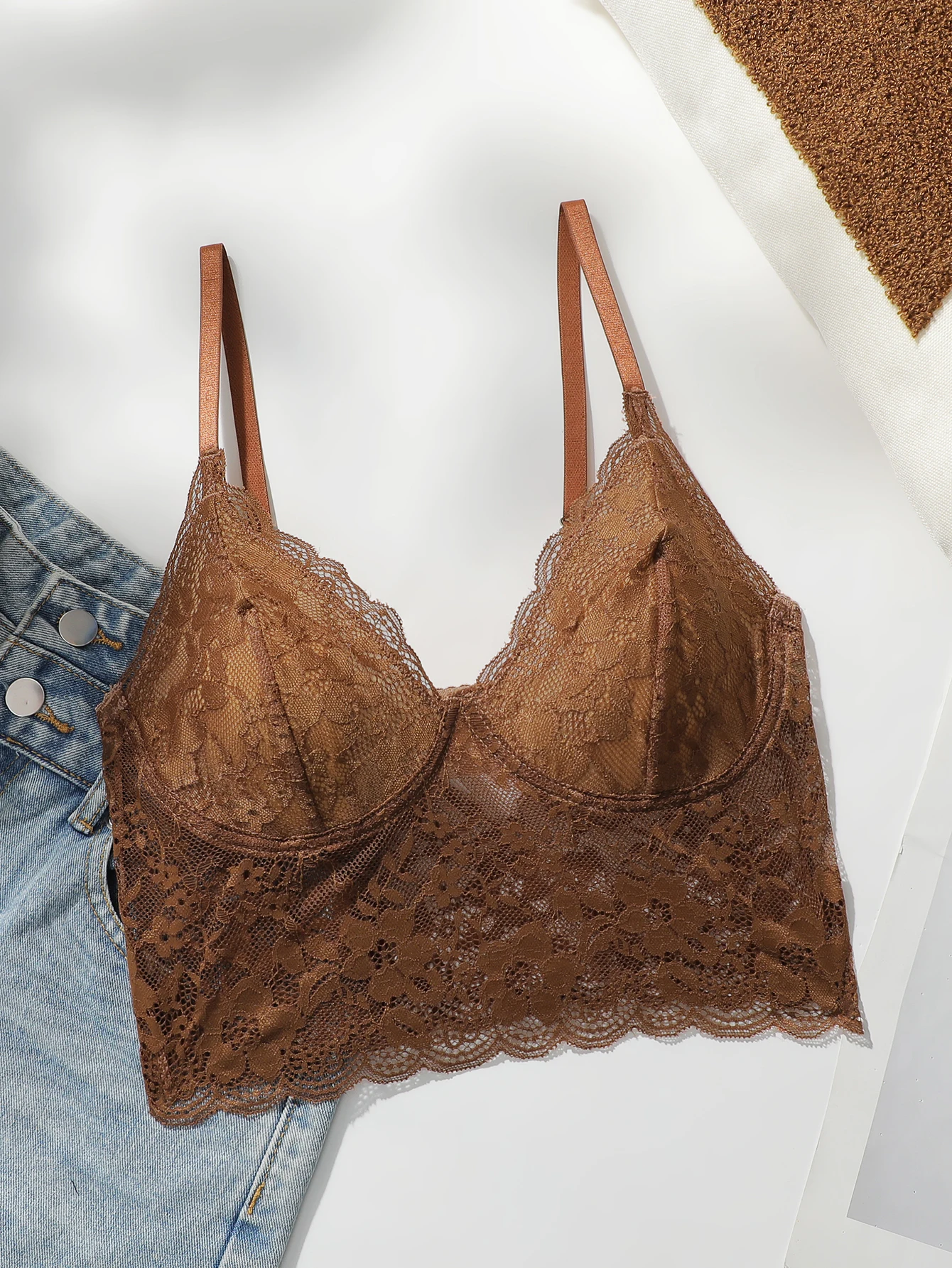 ملابس داخلية نسائية مثيرة من الدانتيل المطرز بدون حلقات فولاذية أشرطة كتف قابلة للتنفس حمالة صدر قابلة للتعديل MR2641