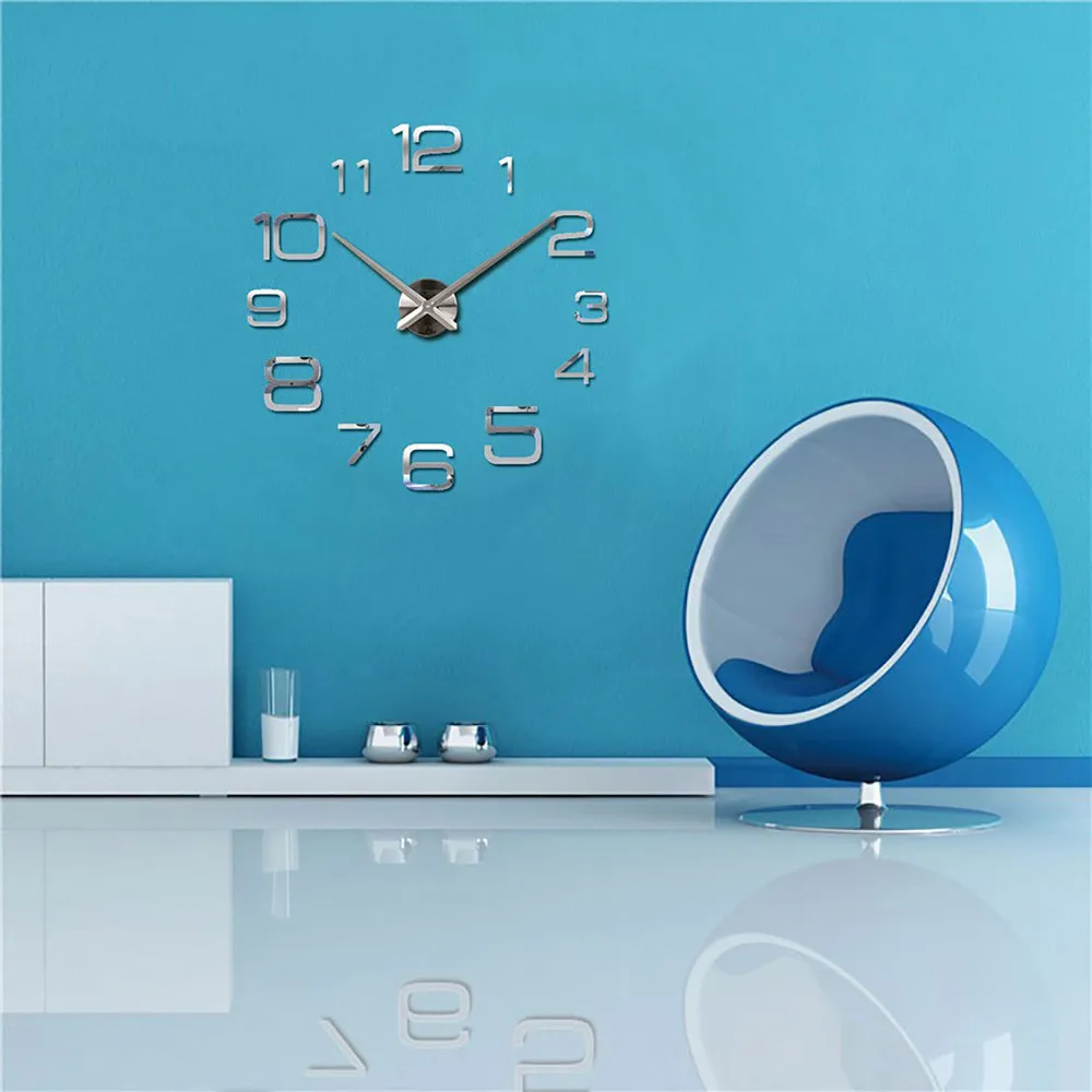 Creative Simple Luminous Digital Clock European Style DIY Silent Wall Clock Study Living Room Punch-Free Wall Sticker