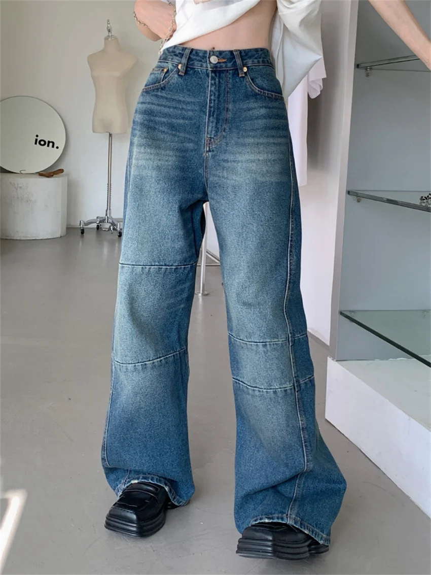 

PLAMTEE Spring BF Style Jeanswear Pants Women Wide Leg Loose Chic Fashion 2023 Denim Casual High Street Vintage Straight OL