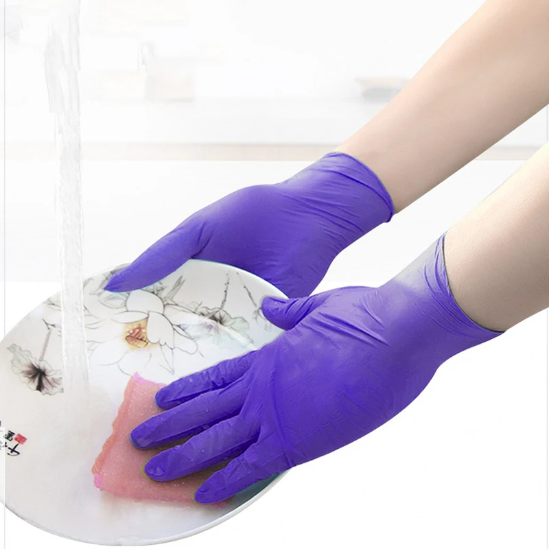 Disposable Nitrile Gloves 50/100/200/300pcs Household Catering Dishwashing Oil Resistant Hair Dye Tattoo